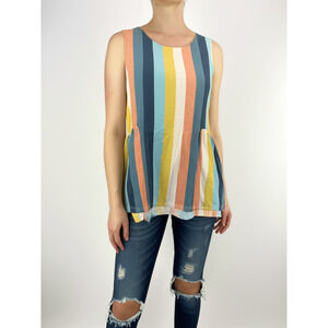 Weekend Sleeveless Peplum Top Size M Striped Casual Peplum Hem Summer Boho